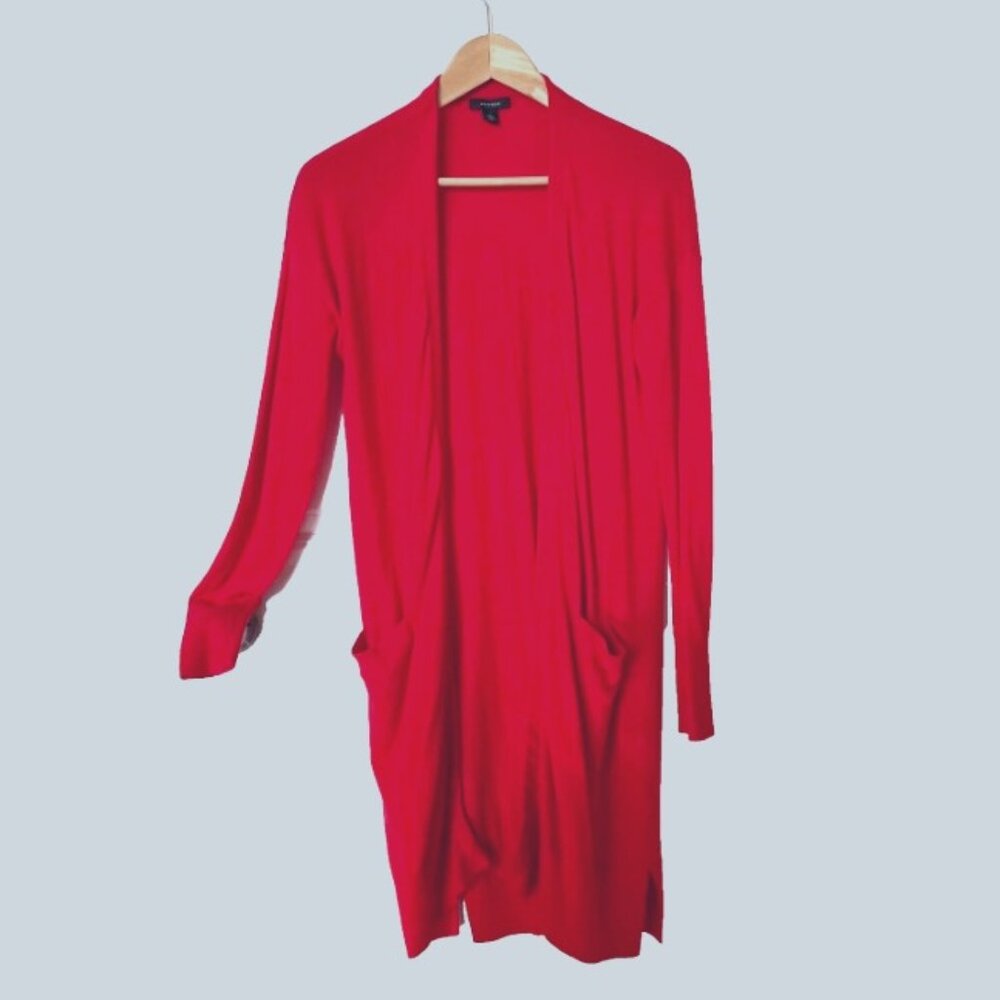 Halogen Women’s Red Long Open Front Cardigan – Small
